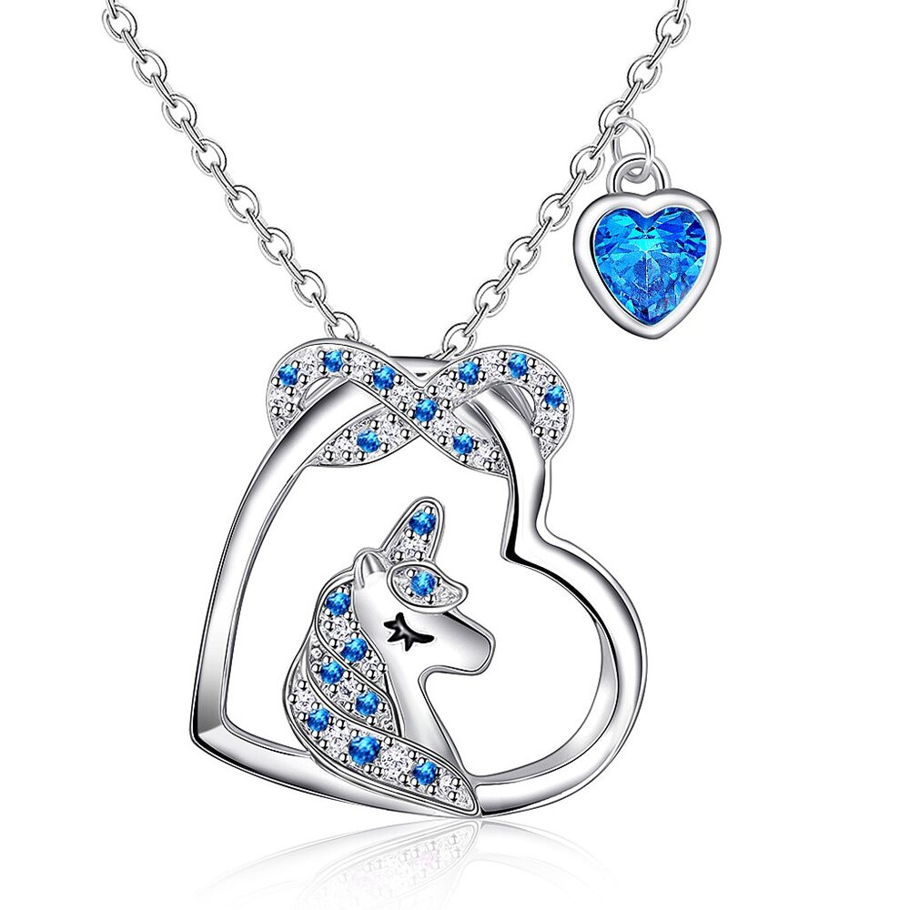 Unicorn Charm Necklace with Heart & Infinity Pendants for Christmas or Birthdays